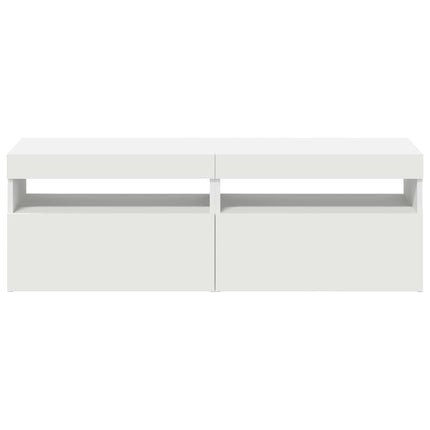TV-bänk med LED-belysning 2 delar vit 60x35x40 cm