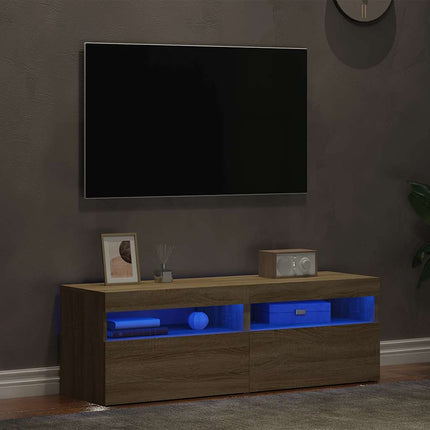 TV-bänk med LED-belysning 2 st sonoma-ek 60x35x40 cm