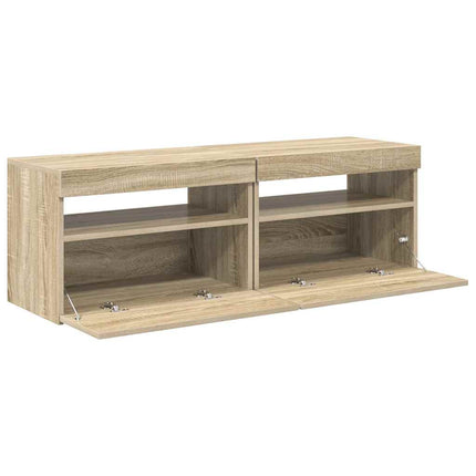 TV-bänk med LED-belysning 2 st sonoma-ek 60x35x40 cm