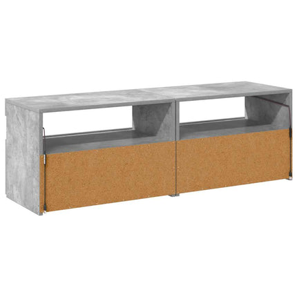 TV-bänk med LED-belysning 2 delar betonggrå 60x35x40 cm
