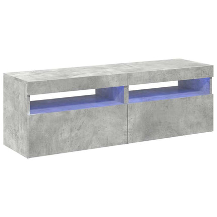 TV-bänk med LED-belysning 2 delar betonggrå 60x35x40 cm