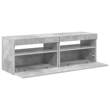 TV-bänk med LED-belysning 2 delar betonggrå 60x35x40 cm