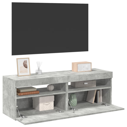 TV-bänk med LED-belysning 2 delar betonggrå 60x35x40 cm