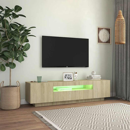 TV-bänk med LED-belysning sonoma-ek 160x35x40 cm