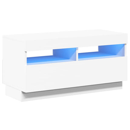 TV-bänk med LED-belysning vit 80x35x40 cm