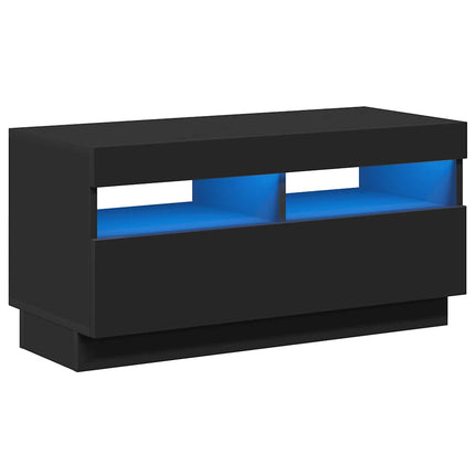 TV-bänk med LED-belysning svart 80x35x40 cm