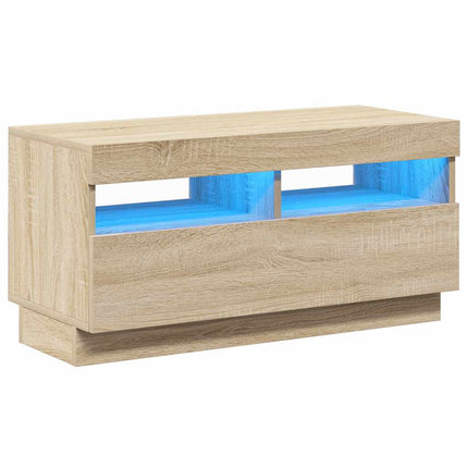 TV-bänk med LED-belysning sonoma-ek 80x35x40 cm