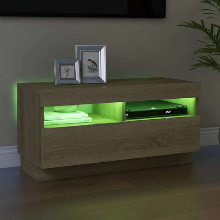 TV-bänk med LED-belysning sonoma-ek 80x35x40 cm