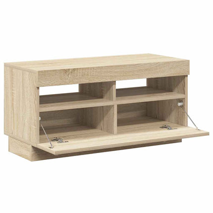 TV-bänk med LED-belysning sonoma-ek 80x35x40 cm
