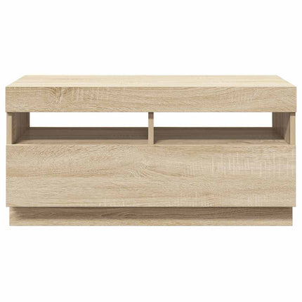 TV-bänk med LED-belysning sonoma-ek 80x35x40 cm