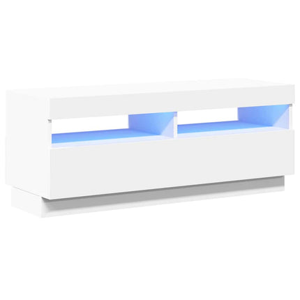 TV-bänk med LED-belysning vit 100x35x40 cm