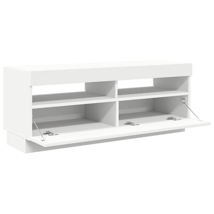 TV-bänk med LED-belysning vit 100x35x40 cm
