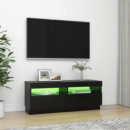 TV-bänk med LED-belysning svart 100x35x40 cm
