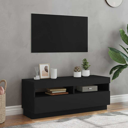 TV-bänk med LED-belysning svart 100x35x40 cm