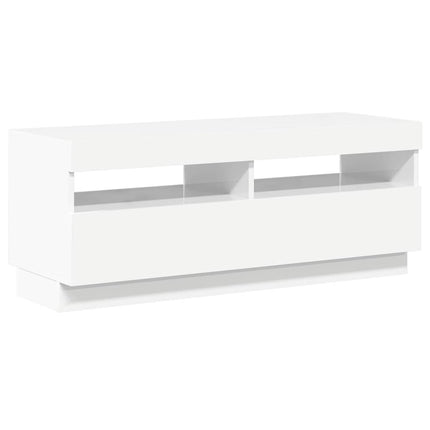 TV-bänk med LED-belysning vit högglans 100x35x40 cm