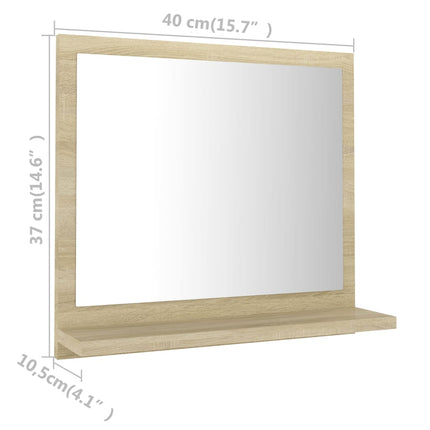 Badrumsspegel sonoma-ek 40x10,5x37 cm konstruerat trä