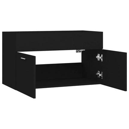 Tvättställsskåp svart 80x38,5x46 cm konstruerat trä