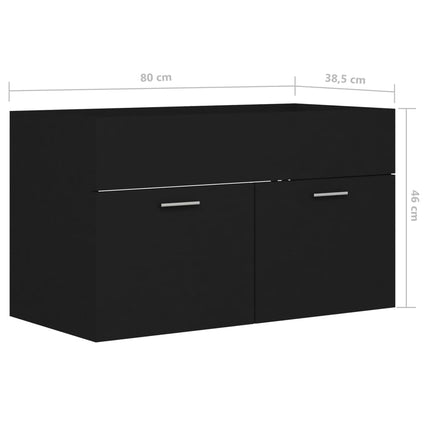Tvättställsskåp svart 80x38,5x46 cm konstruerat trä