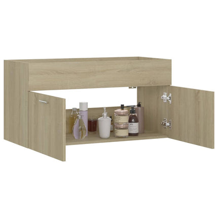 Tvättställsskåp sonoma-ek 90x38,5x46 cm konstruerat trä
