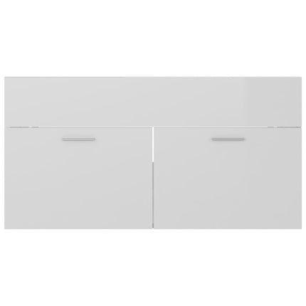 Tvättställsskåp vit högglans 90x38,5x46 cm konstruerat trä