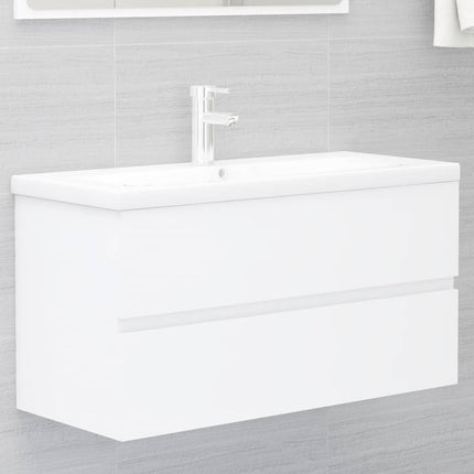 Tvättställsskåp vit 90x38,5x45 cm konstruerat trä