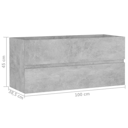 Tvättställsskåp betonggrå 100x38,5x45 cm konstruerat trä