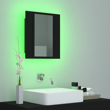 Spegelskåp med LED svart 40x12x45 cm akryl