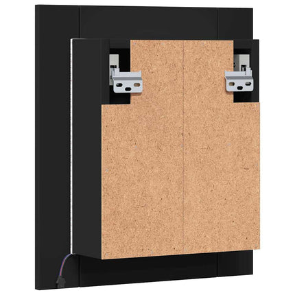 Spegelskåp med LED svart 40x12x45 cm akryl