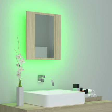 Spegelskåp med LED sonoma-ek 40x12x45 cm akryl