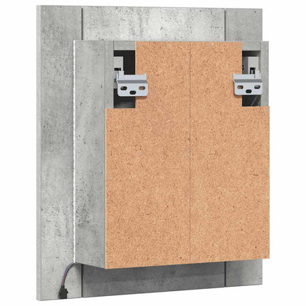 Spegelskåp med LED betonggrå 40x12x45 cm akryl