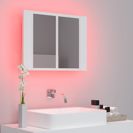 Spegelskåp med LED vit 60x12x45 cm akryl