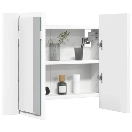 Spegelskåp med LED vit 60x12x45 cm akryl