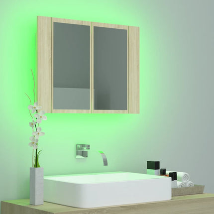 Spegelskåp med LED sonoma-ek 60x12x45 cm akryl