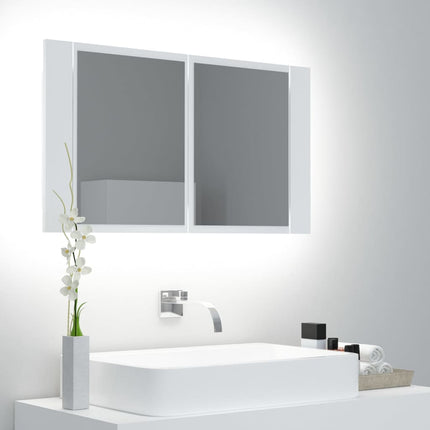 Spegelskåp med LED vit 80x12x45 cm akryl