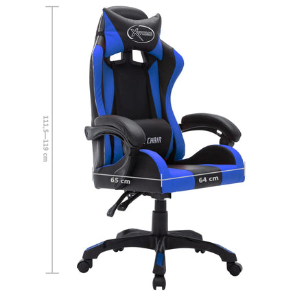 Gamingstol med RGB LED-lampor blå och svart konstläder