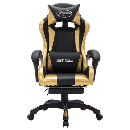Gamingstol med RGB LED-lampor guld och svart konstläder