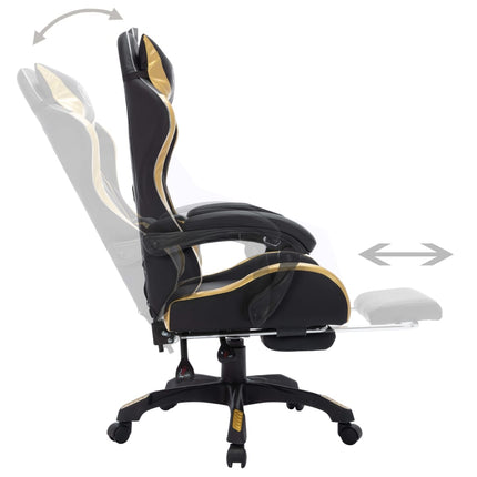 Gamingstol med RGB LED-lampor guld och svart konstläder