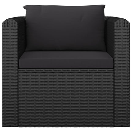 Loungegrupp för trädgården med dynor 7 delar konstrotting svart