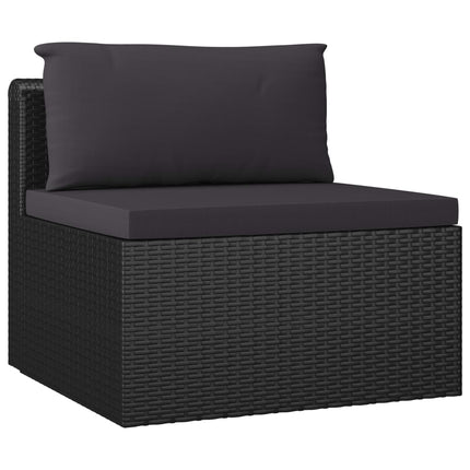 Loungegrupp för trädgården med dynor 7 delar konstrotting svart
