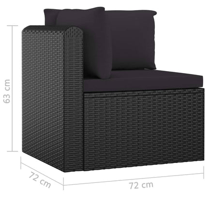 Loungegrupp för trädgården med dynor 7 delar konstrotting svart