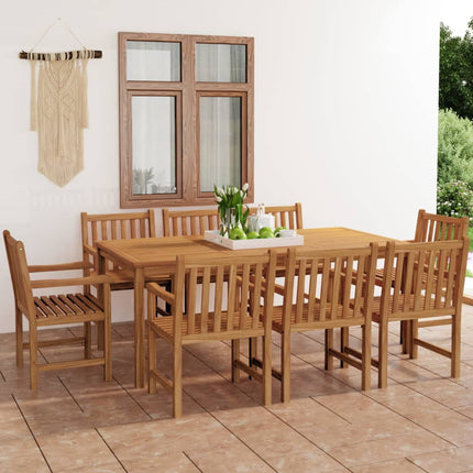 9-delad trädgårdsmatgrupp 200x100 cm massiv teak