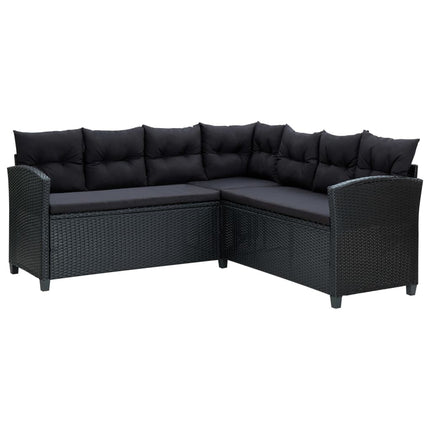 Loungegrupp med dynor 6 delar svart konstrotting