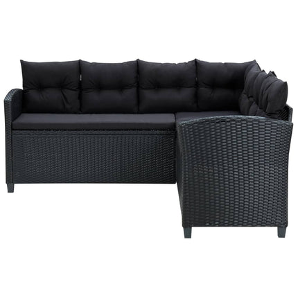 Loungegrupp med dynor 6 delar svart konstrotting