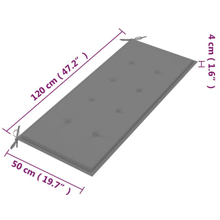 Trädgårdsbänk 2-sits med dyna 120 cm massivt eukalyptusträ