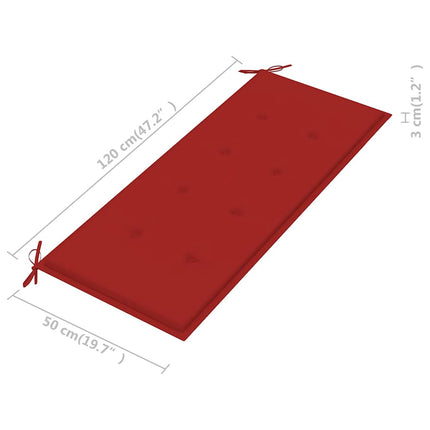 Trädgårdsbänk 2-sits med dyna 120 cm massivt eukalyptusträ