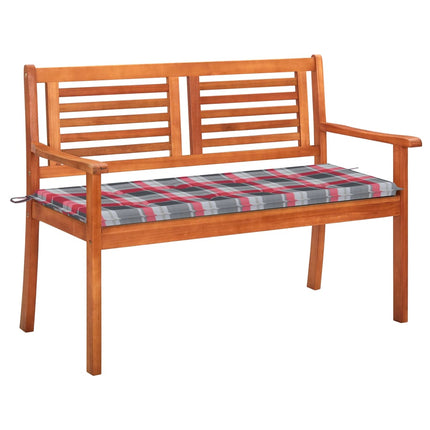Trädgårdsbänk 2-sits med dyna 120 cm massivt eukalyptusträ
