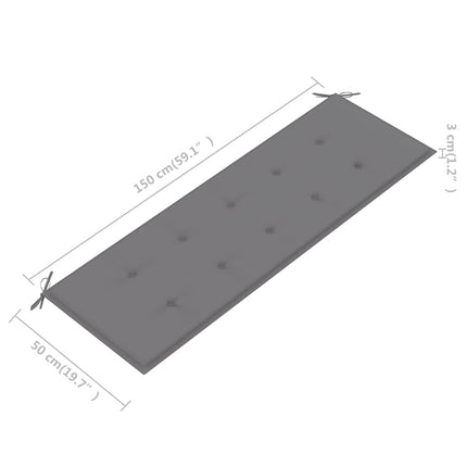 Trädgårdsbänk 3-sits med dyna 150 cm massivt eukalyptusträ