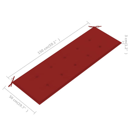 Trädgårdsbänk 3-sits med dyna 150 cm massivt eukalyptusträ