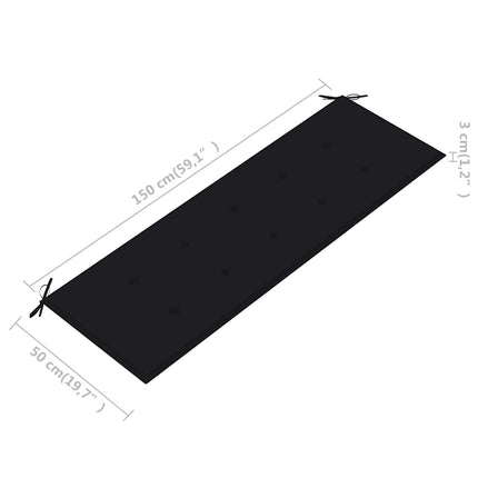 Trädgårdsbänk 3-sits med dyna 150 cm massivt eukalyptusträ
