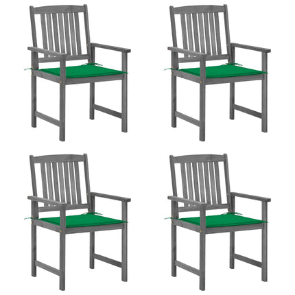 Trädgårdsstolar med dynor 4 st grå massivt akaciaträ